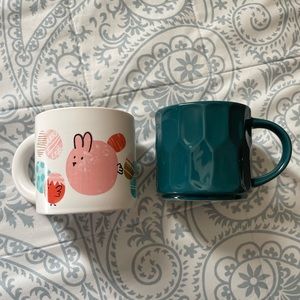 STARBUCKS SPRING EASTER BUNNY 2019 & TEAL SCALLOPED 2014 MUGS